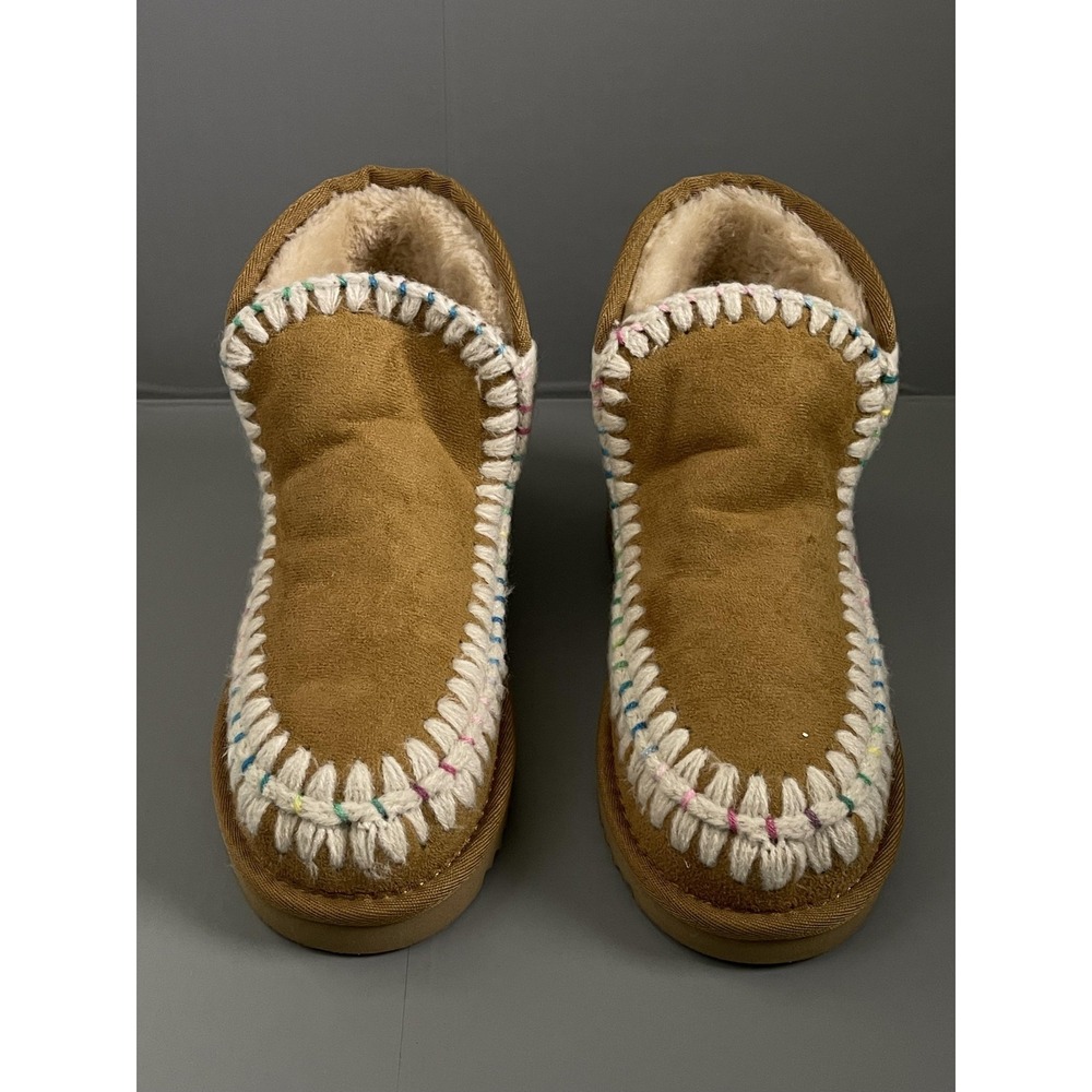 Wild Pair Jolenef Slippers Shoes Womens Size 6 Chestnut Suede Faux Fur Bootie - Picture 3 of 9